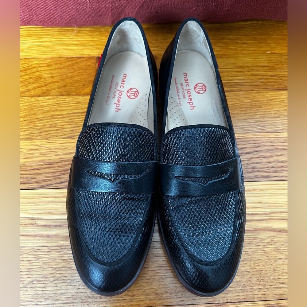 Marc Joseph black embossed Bryant Park loafers NEW - Picture 2 of 5
